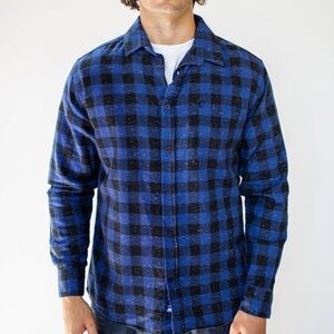 Like New BENSON MCKENZIE PLAID SHIRT BLUE FLECK, made in Turkey
